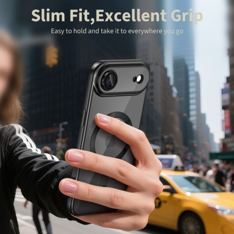 Etui pokrowiec case na iPhone 17 Air MagSafe MagFlex - przezroczysto-czarne Tech-Protect