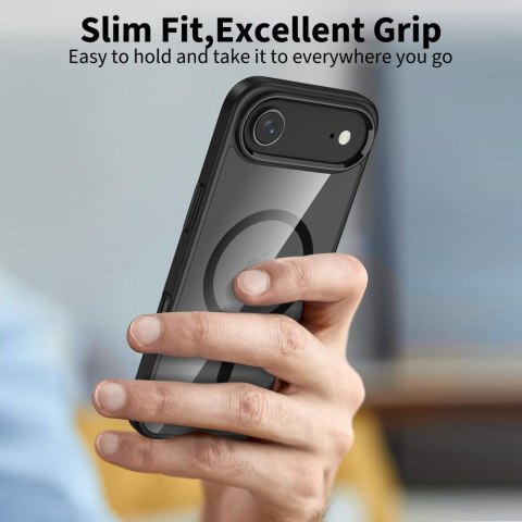 Etui pokrowiec case na iPhone 17 Air MagSafe MagMat - przezroczysto-czarne Tech-Protect