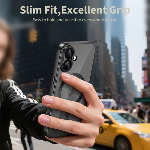 Etui pokrowiec case na iPhone 17 MagSafe MagFlex - przezroczysto-czarne Tech-Protect