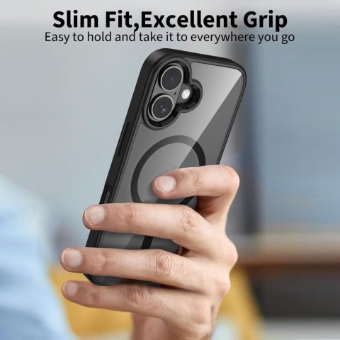 Etui pokrowiec case na iPhone 17 MagSafe MagMat - przezroczysto-czarne Tech-Protect