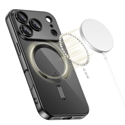 Etui pokrowiec na iPhone 17 Pro Max MagSafe MagFlex - przezroczysto-czarne Tech-Protect