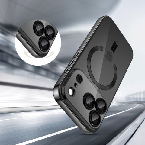 Etui pokrowiec na iPhone 17 Pro Max MagSafe MagFlex - przezroczysto-czarne Tech-Protect