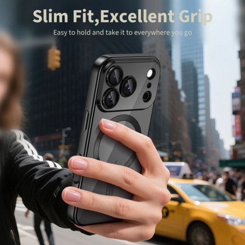 Etui pokrowiec na iPhone 17 Pro Max MagSafe MagFlex - przezroczysto-czarne Tech-Protect