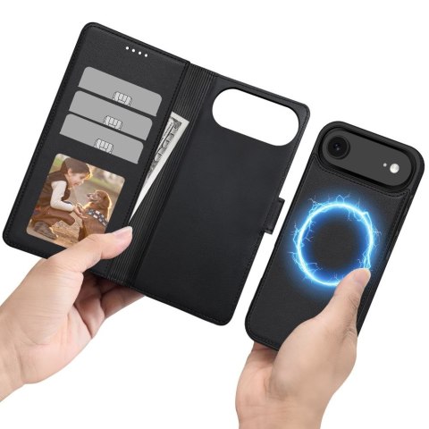 Etui pokrowiec z klapką miejscem na karty do iPhone 17 Air MagSafe Wallet - czarny mat Tech-Protect