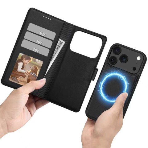 Etui pokrowiec z klapką miejscem na karty do iPhone 17 Pro Max MagSafe Wallet - czarny mat Tech-Protect