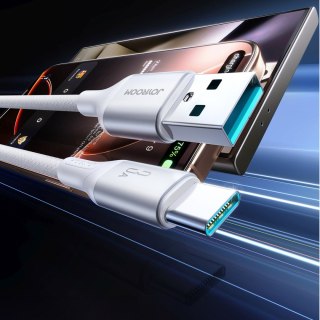 Kabel przewód S-A28 z oplotem USB-A - USB-C 3A 1m - biały JOYROOM