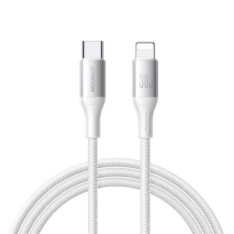 Kabel przewód S-A28 z oplotem USB-C - Lightning 30W 1m - biały JOYROOM