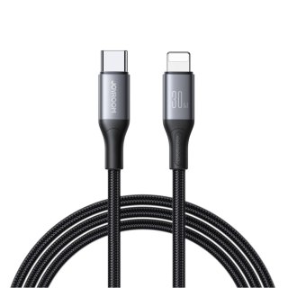 Kabel przewód S-A28 z oplotem USB-C - Lightning 30W 1m - czarny JOYROOM