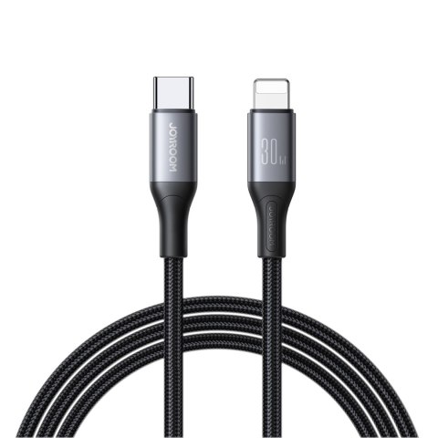 Kabel przewód S-A28 z oplotem USB-C - Lightning 30W 1m - czarny JOYROOM