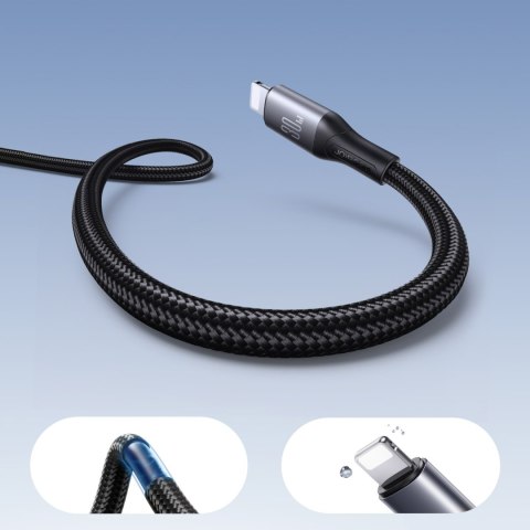 Kabel przewód S-A28 z oplotem USB-C - Lightning 30W 1m - czarny JOYROOM
