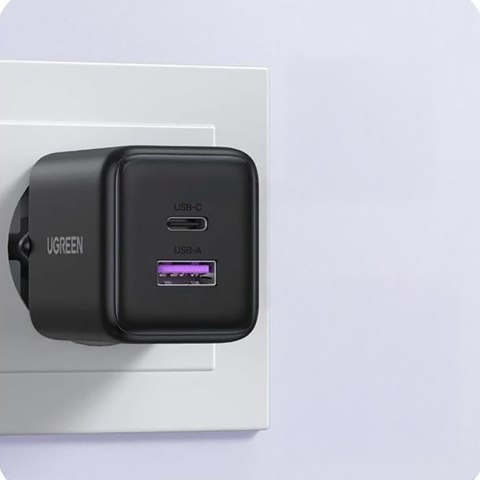 Ładowarka sieciowa X516 GaN USB-A USB-C 30W - szara UGREEN