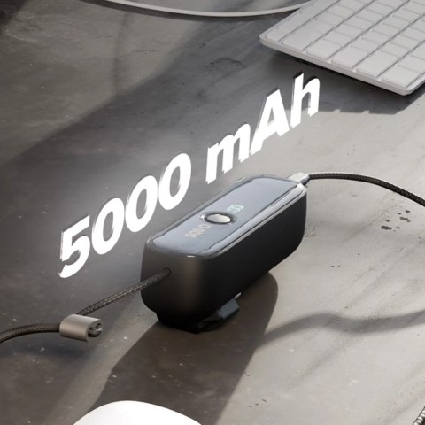 Powerbank 5000mAh z wbudowanym kablem składaną wtyczką PD 20W - czarny SBS