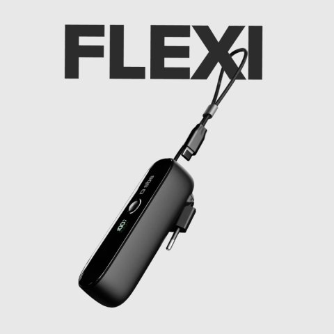 Powerbank 5000mAh z wbudowanym kablem składaną wtyczką PD 20W - czarny SBS