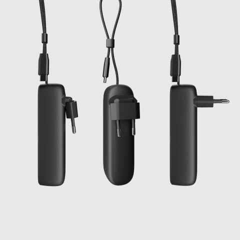 Powerbank 5000mAh z wbudowanym kablem składaną wtyczką PD 20W - czarny SBS