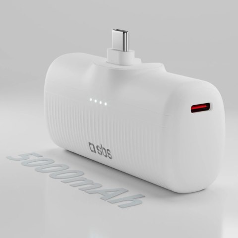 Powerbank EcoPower 5000 mAh 10W z wbudowanym portem USB-C - biały SBS