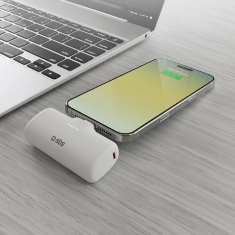 Powerbank EcoPower 5000 mAh 10W z wbudowanym portem USB-C - biały SBS