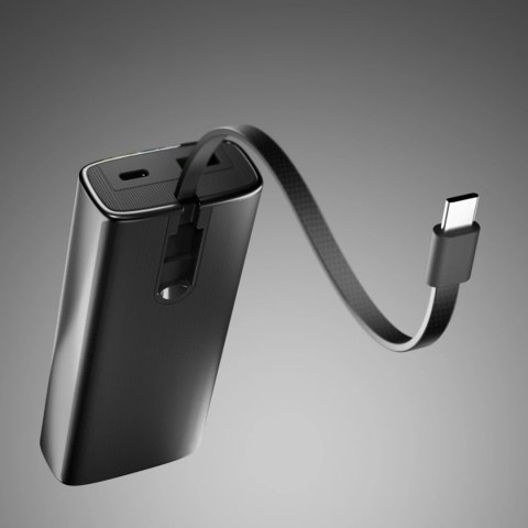 Powerbank z wyświetlaczem 10000mAh PD 20W LCD kablem USB-C - szary SBS