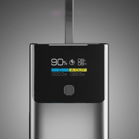 Powerbank z wyświetlaczem 10000mAh PD 20W LCD kablem USB-C - szary SBS