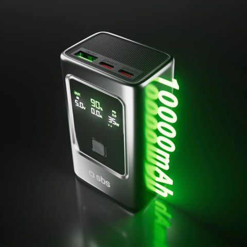 Powerbank z wyświetlaczem 10000mAh PD 35W LCD - szary SBS