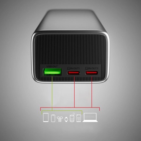 Powerbank z wyświetlaczem 10000mAh PD 35W LCD - szary SBS