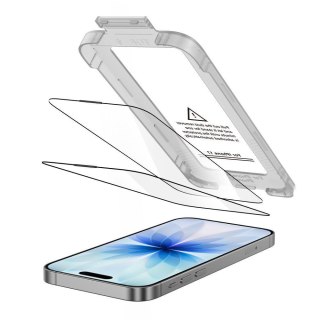 Szkło hartowane na iPhone 17 z aplikatorem Quick Set+ czarne - 2 szt. Tech-Protect