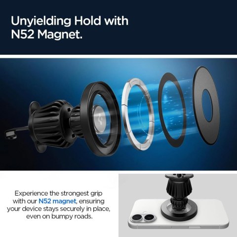 Uchwyt samochodowy do telefonu na kokpit kratkę MagSafe MFT13 - czarny SPIGEN