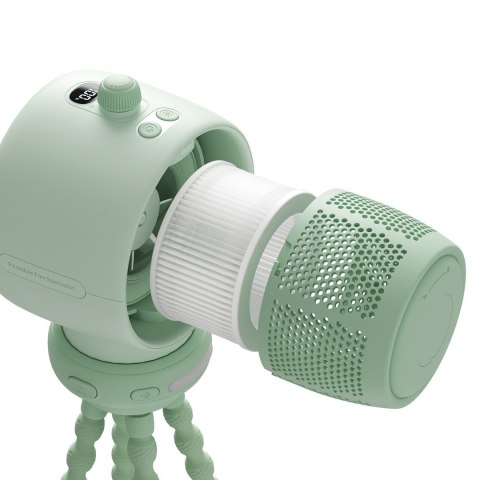 Wentylator mini wiatrak z elastycznymi nóżkami filtrem 5000mAh - zielony Jisulife