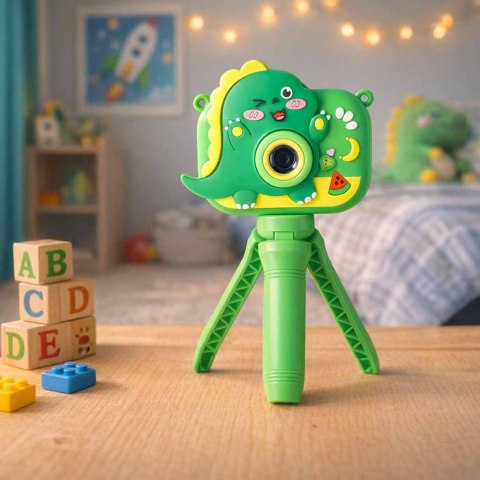 Aparat fotograficzny cyfrowy dla dzieci na statywie dinozaur zielony Kik Sp. z o. o. Sp. k.