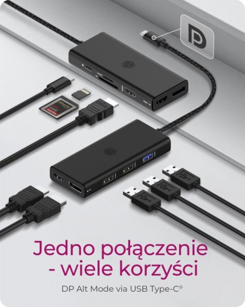 Stacja dokująca IB-DK4011-CPD 9in1,HDMI,DP,CR,TYPE-C IcyBox