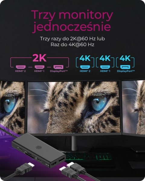 Stacja dokująca IB-DK4011-CPD 9in1,HDMI,DP,CR,TYPE-C IcyBox