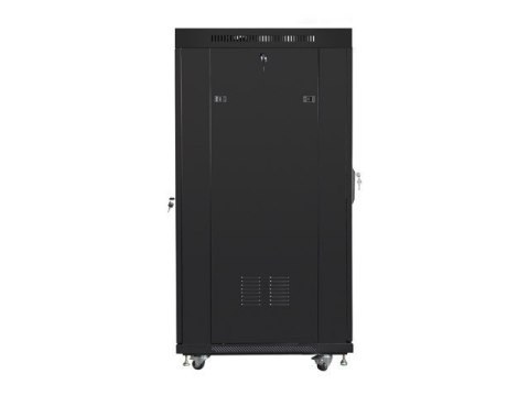Szafa instalacyjna RACK stojąca 19 15U 800X1000 czarna drzwi perforowane LCD( FLAT PACK) Lanberg