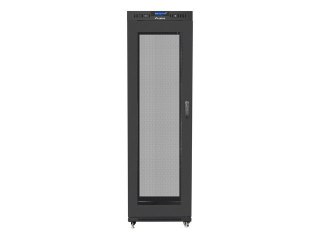 Szafa instalacyjna rack stojąca 19 42U 600x800 czarna, drzwi perforowane lcd (flat pack) Lanberg