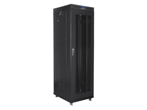 Szafa instalacyjna rack stojąca 19 42U 600x800 czarna, drzwi perforowane lcd (flat pack) Lanberg