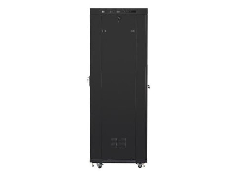 Szafa instalacyjna rack stojąca 19 42U 600x800 czarna, drzwi perforowane lcd (flat pack) Lanberg