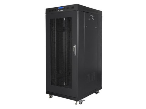 Szafa instalacyjna rack stojąca 19 cali 22U 800X800 czarna dzrwi perforowane LCD Lanberg