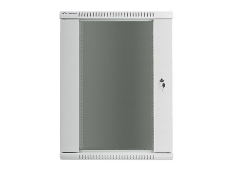 Szafa instalacyjna wisząca 19 cali 18U 600X450mm szara (drzwi szklane) Lanberg