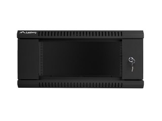 Szafa instalacyjna wisząca 19 cali 4U 600X600mm czarna (drzwi szklane) Lanberg