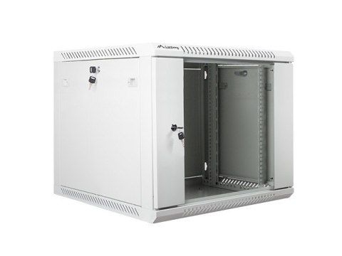 Szafa instalacyjna wisząca 19 cali 9U 600X600mm szara (drzwi szklane) Lanberg