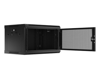 Szafa wisząca 19 cali 6U 600x450 drzwi perforowane (flat pack) czarna Lanberg