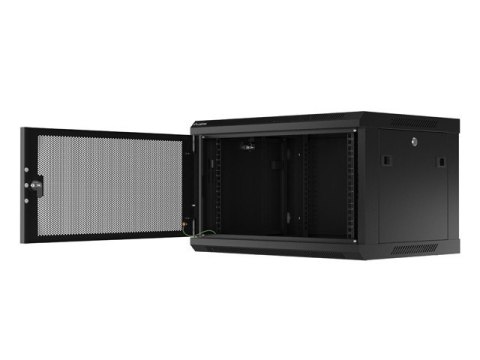 Szafa wisząca 19 cali 6U 600x450 drzwi perforowane (flat pack) czarna Lanberg
