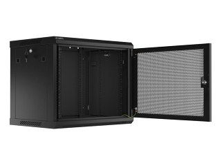 Szafa wisząca 19 cali 9U 600x450 drzwi perforowane (flat pack) czarna Lanberg