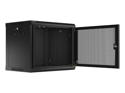 Szafa wisząca 19 cali 9U 600x450 drzwi perforowane (flat pack) czarna Lanberg