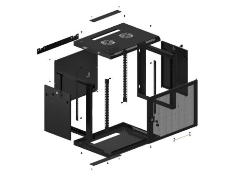 Szafa wisząca 19 cali 9U 600x450 drzwi perforowane (flat pack) czarna Lanberg