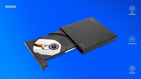 Zewnętrzny napęd - nagrywarka typu SLIM CD/DVD R/RW - USB SAVIO AK-43 Savio