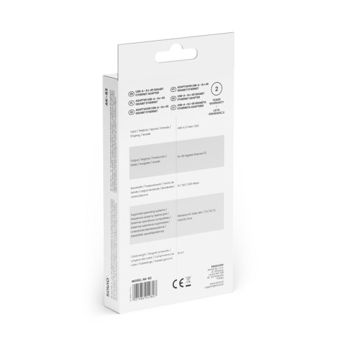 Adapter USB-A do RJ-45 Gigabit Ethernet AK-83 Savio