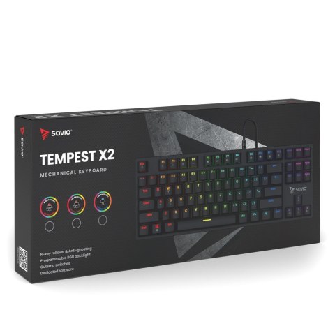 Klawiatura mechaniczna RGB Tempest X2 Outemu Brown Savio