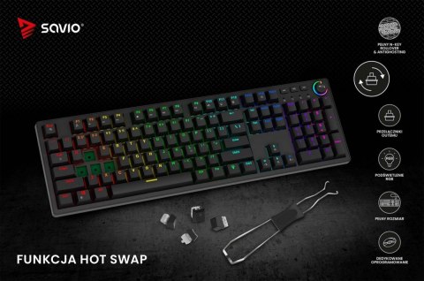 Klawiatura mechaniczna STYX Outemu Blue Hot Swap RGB Savio