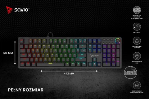 Klawiatura mechaniczna STYX Outemu Blue Hot Swap RGB Savio