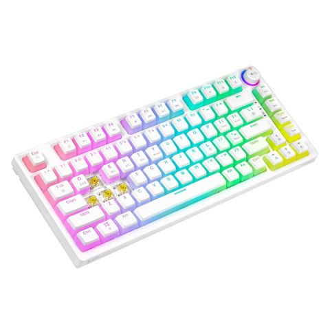 Klawiatura mechaniczna bezprzewodowa SAVIO PHENIX WHITE Gateron Yellow, Pudding Savio