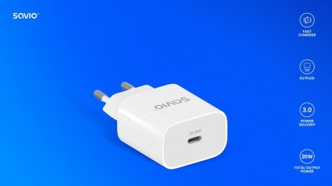 Ładowarka sieciowa 20W LA-09 USB-C QC, PD 3.0 Savio